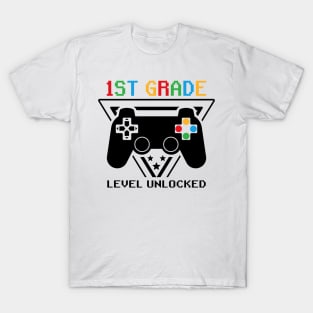 1st Grade Level Unlocked First Day of School Video Gamer T-Shirt